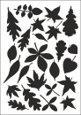 Satinier Schablone/ Aufkleber - Herbstblätter in Schwarz A5